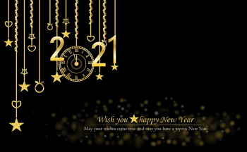 Happy New Year 2021 glitter and gold text design