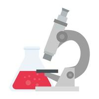 laboratory microscope with flasks vector design Free Vector