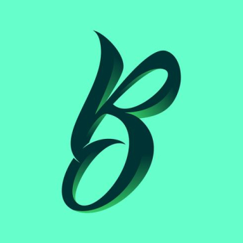 3D Script Letter B Typography Vector