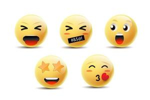 Emoji icon design with smile, angry, happy and another face emotion. Free Vector