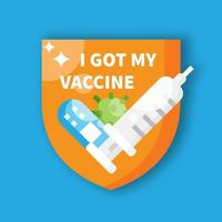 Covid 2019 vaccination pin flat design I got my Corona virus 2019 nCov vaccinate concept Free Vector