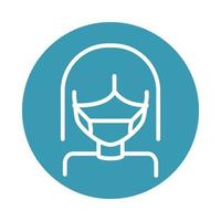 virus covid 19 pandemic woman wearing protective mask block line style icon Free Vector