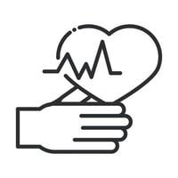online health hand and heartbeat care covid 19 pandemic line icon Free Vector