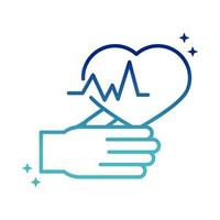 online health hand and heartbeat care covid 19 pandemic gradient line icon Free Vector