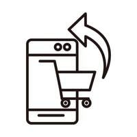 smartphone cart online shopping or payment mobile banking line style icon Free Vector