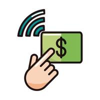 click money digital transaction shopping or payment mobile banking line and fill icon Free Vector
