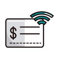 internet wifi digital voucher shopping or payment mobile banking line and fill icon Free Vector
