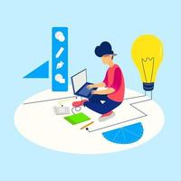 Designer working on project vector illustration concept Free Vector