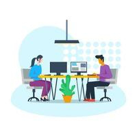 Employees working in office vector illustration Free Vector