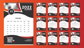 Monthly wall calendar template design for 2022, year. Week starts on Sunday. Planner diary with Place for Photo. Free Vector
