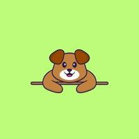 Cute dog lying down. Animal cartoon concept isolated. Can used for t-shirt, greeting card, invitation card or mascot. Flat Cartoon Style Free Vector