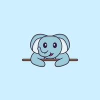 Cute elephant lying down. Animal cartoon concept isolated. Can used for t-shirt, greeting card, invitation card or mascot. Flat Cartoon Style Free Vector