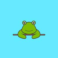 Cute frog lying down. Animal cartoon concept isolated. Can used for t-shirt, greeting card, invitation card or mascot. Flat Cartoon Style Free Vector