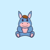 Cute llama is sitting. Animal cartoon concept isolated. Can used for t-shirt, greeting card, invitation card or mascot. Flat Cartoon Style Free Vector