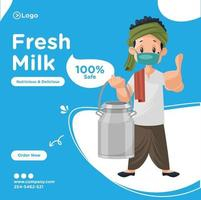 Fresh milk banner design template Free Vector