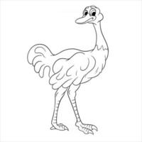 Animal character funny ostrich in line style coloring book Free Vector