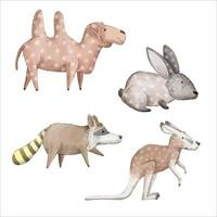A watercolor set of animals consisting of 4 breeds of animal. Free Vector