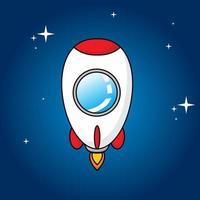 cute rocket with stars in beautiful night Free Vector