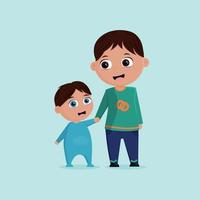 Two brother cartoon illustration with baby Free Vector