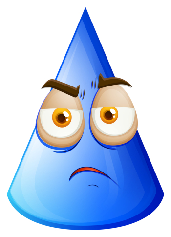 Blue cone with sad face