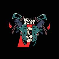 Goat Skull Illustration with axe in the background Free Vector
