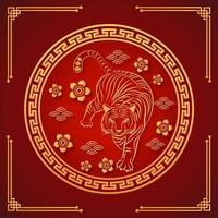 Horoscope Year of Tiger character with Asian zodiac style . Free Vector