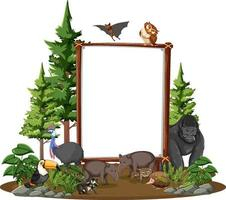 Empty banner with wild animals and rainforest trees Free Vector
