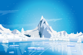Calm lake winter nature landscape with mountains Free Vector