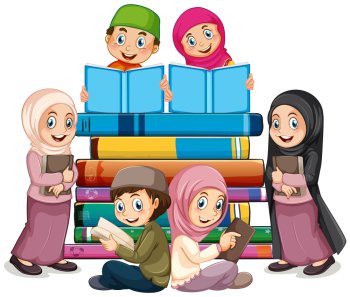 Muslim children reading book