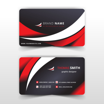 red and white wavy business card