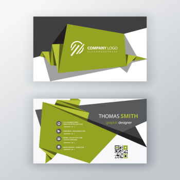 green origami business card design