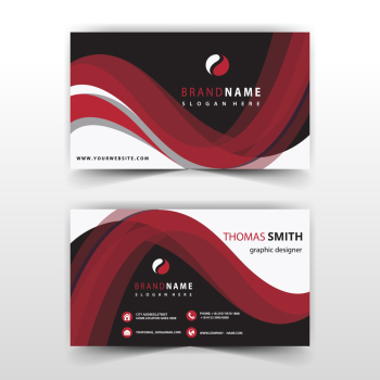 visit card with red wavy detailed