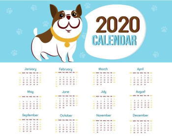 Calendar 2020 with a dog