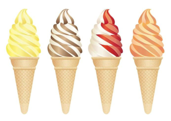 Set of four ice creams isolated on a white background.