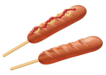 Set of two frankfurters on a white background.