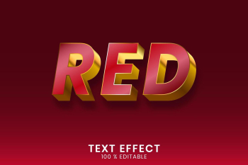 Metallic Red And Gold Outline Text Effect