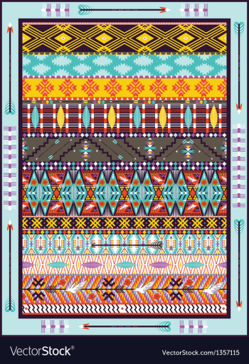  					Seamless colorful geometric tribal vector image														