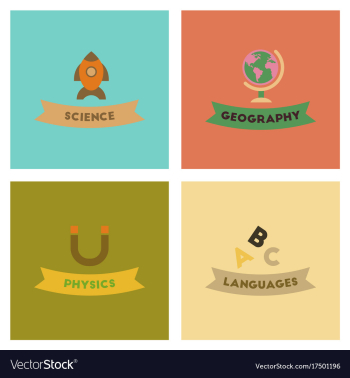Assembly flat icons rocket geography physics vector image