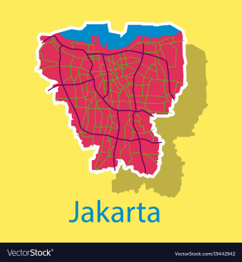 Sticker outline map of the indonesian capital vector image