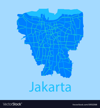 Flat outline map of the indonesian capital jakarta vector image