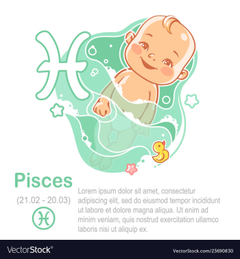  					Children horoscope icon kids zodiac pisces vector image														