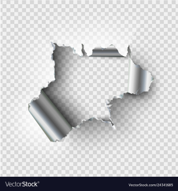  					Ragged hole torn in ripped steel metal on vector&nbsp;image														
