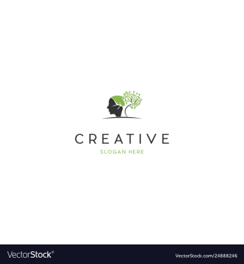 Head mind tree growth creative business logo vector image