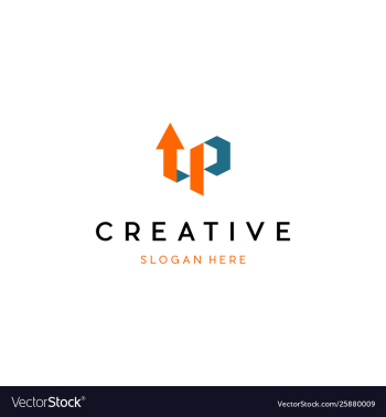 Up arrow brand text creative business logo vector image