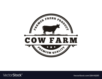 Vintage cattle and beef logo design vector image