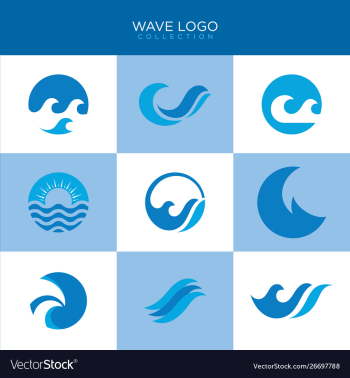 Wave blue logo water flow collections premium icon vector image