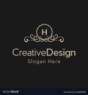 Letter h luxury ornate frame creative business log vector image