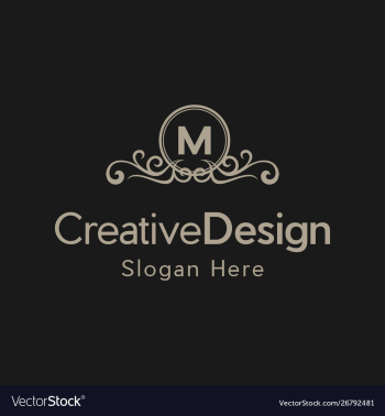 Letter m luxury ornate frame creative business log vector image