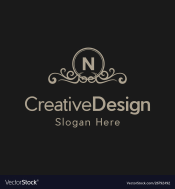 Letter n luxury ornate frame creative business log vector image