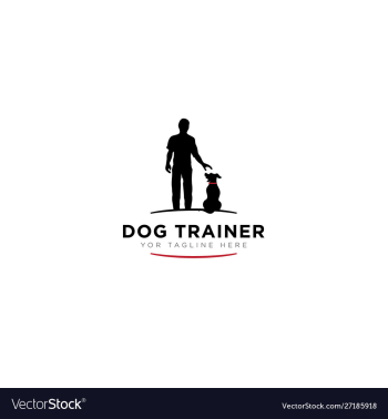 Dog trainer logo with black human modern logo dog vector image